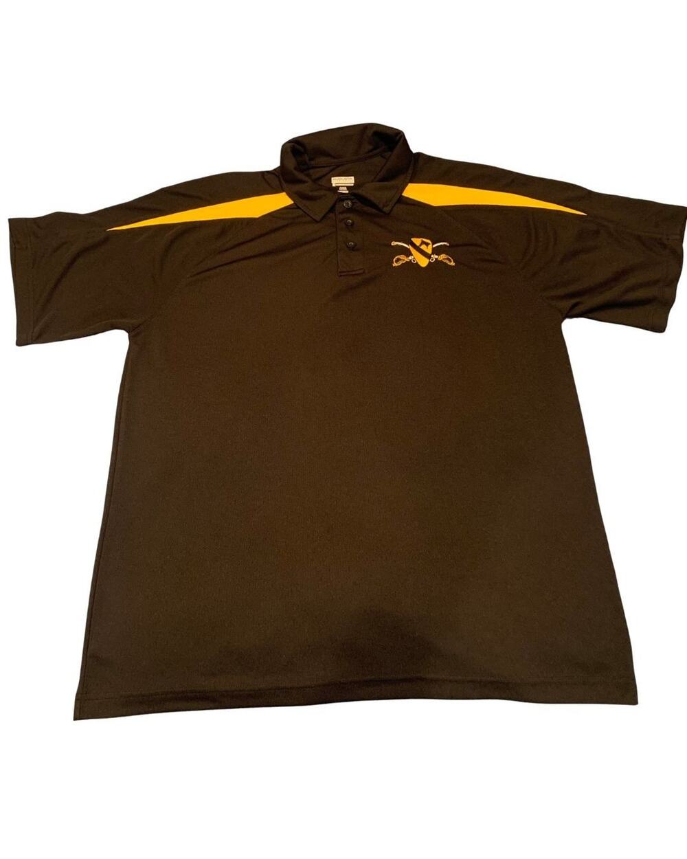 Augusta Mens US Army 1st Cavalry Division Polo Shirt Size L Black Performance